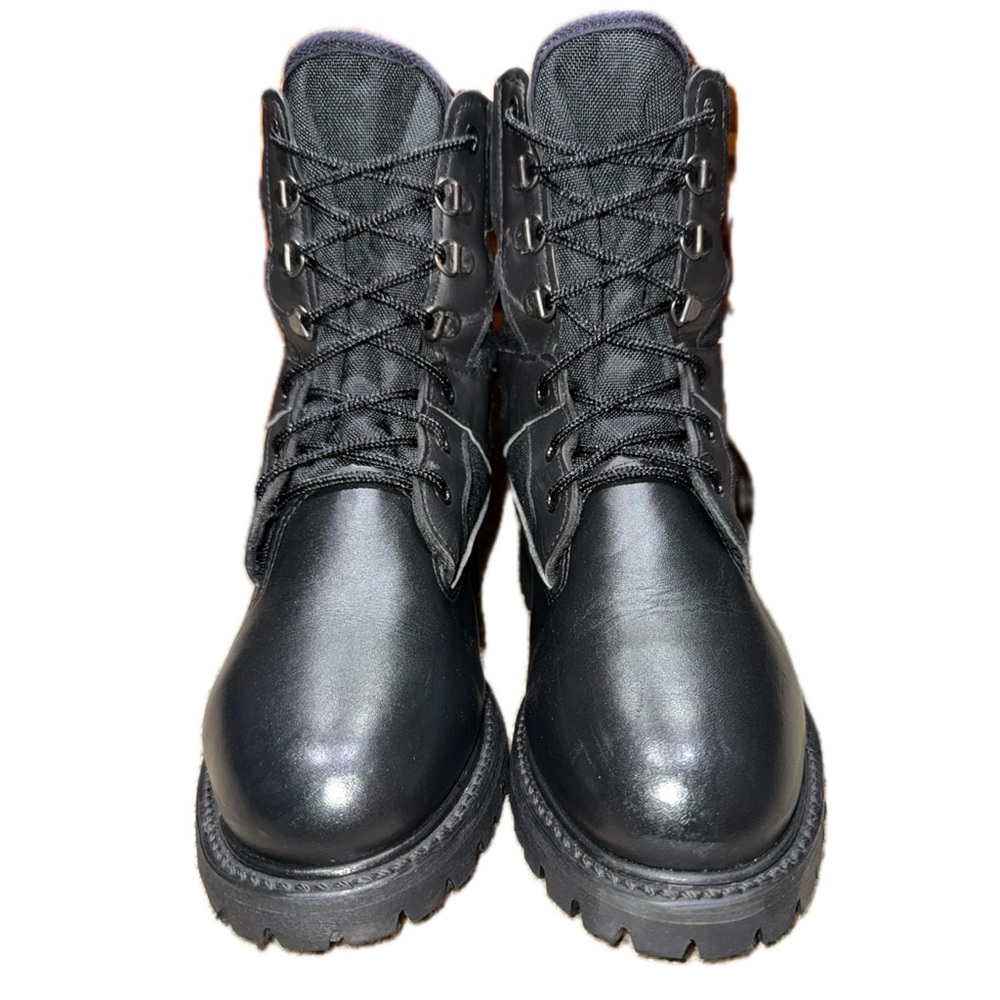 SYMPATEX Vintage‎ 90s USA Black Leather Combat Boots Unisex (M) 7.5W / (W) 8.5W